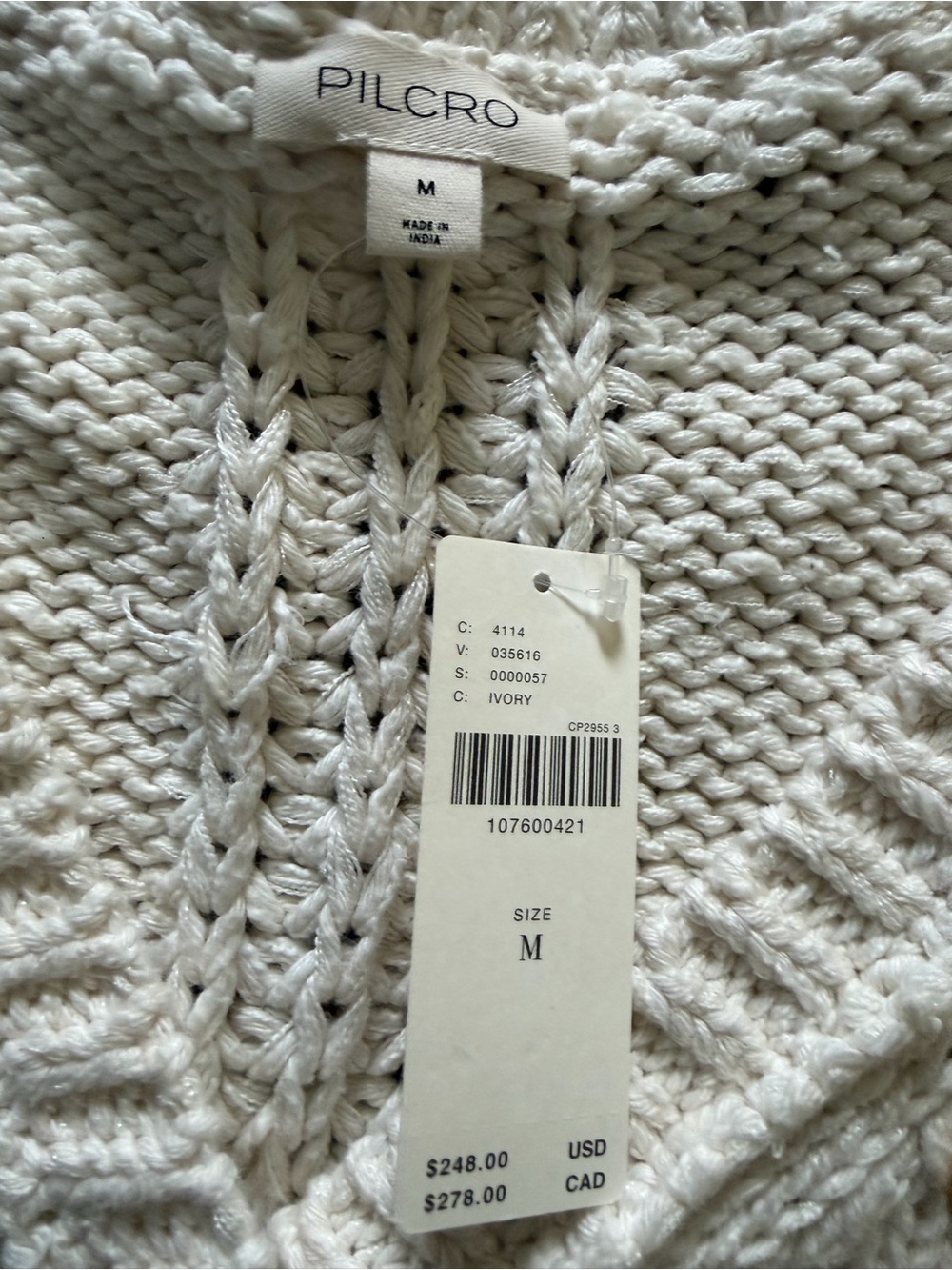 NWT Pilcro Textured Icon Cardigan Sweater / Cardigan - Embroidered Flowers - M - Picture 8 of 9